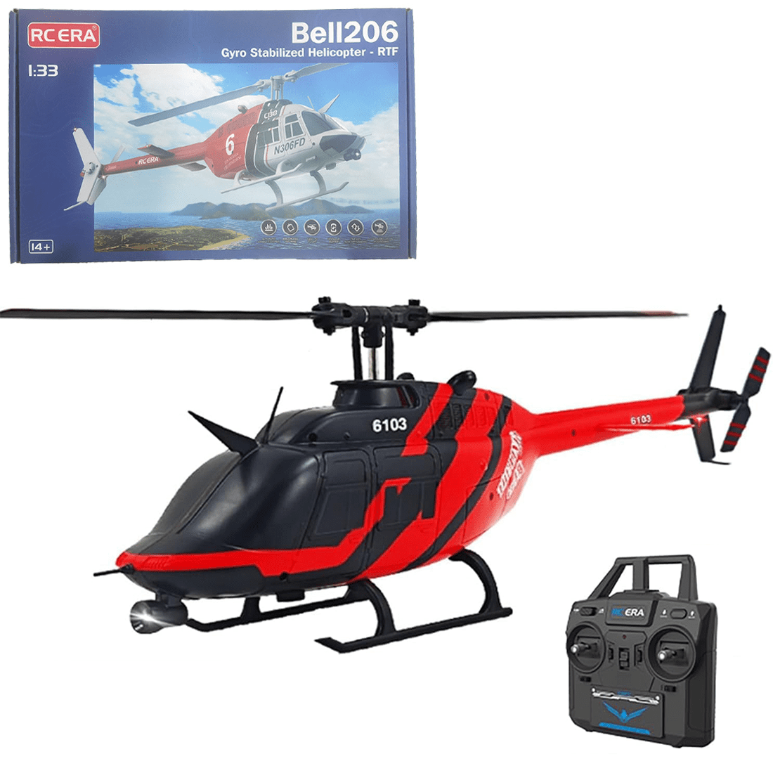 RC ERA C138 RC Helicopter, 1:30 Scale 6CH Flybarless RC Helicopter with Altitude Hold and Optical Flow, 2.4G Remote Control Aircraft with 3D Flight for Adults - 1 Battery