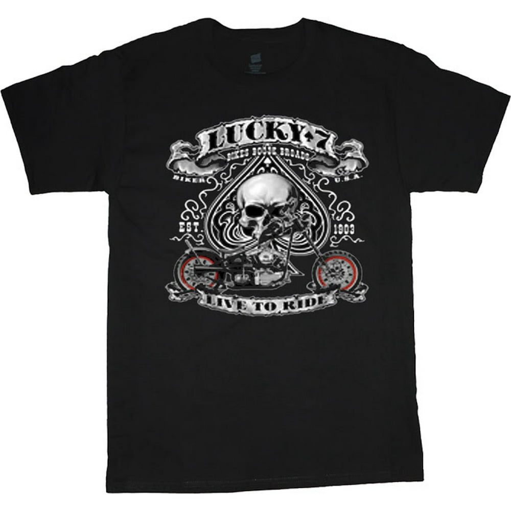 Decked Out Duds Mens Big and Tall Clothing Graphic Tees Lucky 7 Biker