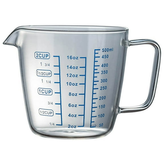 Glass Measuring Cup with Lid Handle, Borosilicate V-Shaped Spout Microwave Safe Kitchen Mixing Accessories 3 Measurement Scales Cup, ML, OZ Easy Measure Liquid Powder Milk Cups for Cooking Baking