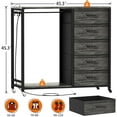 thumbnail image 3 of Aheaplus Dresser for Bedroom with Clothes Rack, 5 Drawers Dresser with Charging Station & LED Lights, Storage Chest of Drawers with Wheels, Wooden Top, Lockable Wheels, Bedroom, Closet,Gray Oak, 3 of 7