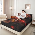 thumbnail image 4 of Castle Fairy Teens Red Flower Rose Full Size Sheets,Romantic Gold Butterfly Bed Sheets, 4 of 7