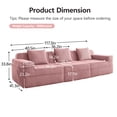 thumbnail image 4 of Newest Modular 3 Seat Boneless Sofa, Cloud Sectional Couch,Deep Seat, Modern Modular 3-Seat Sofa Couch,Throw Pillows Corduroy Fabric Pink, 4 of 11