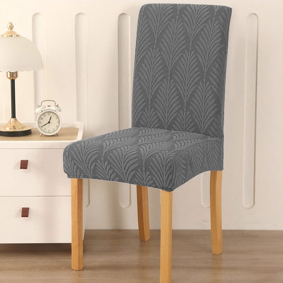 Hmgxay Thickened Leaf Chair Cover, Elastic Dining Chair Slipcover for Home Use, Full-Fit Seat Cover for Dining Chairs, Multi-Patterned Chair Protector for Holidays(Gray)