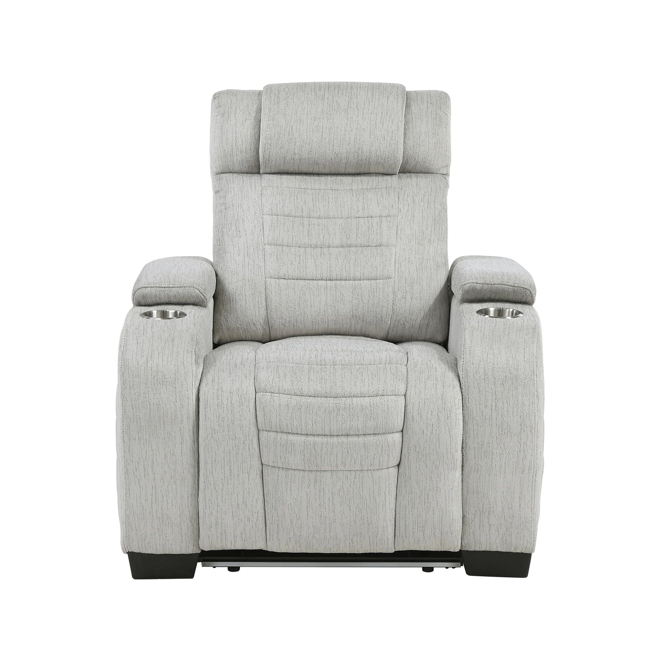OakvillePark Valehaven Microfiber Manual Recliner with Arm Storage, Light Gray