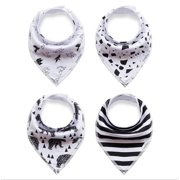 Baby Bandana Drool Bibs Set 4-Pack Unisex Absorbent Cotton Birds and Stripes