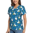 thumbnail image 2 of Fuzoiu Cartoon Goose Print Women's Classic V-Neck T-Shirt, Short Sleeve V Neck Tees for Casual Everyday Wear,Casual Fit Tee,Summer Fashion Tops-Large, 2 of 5