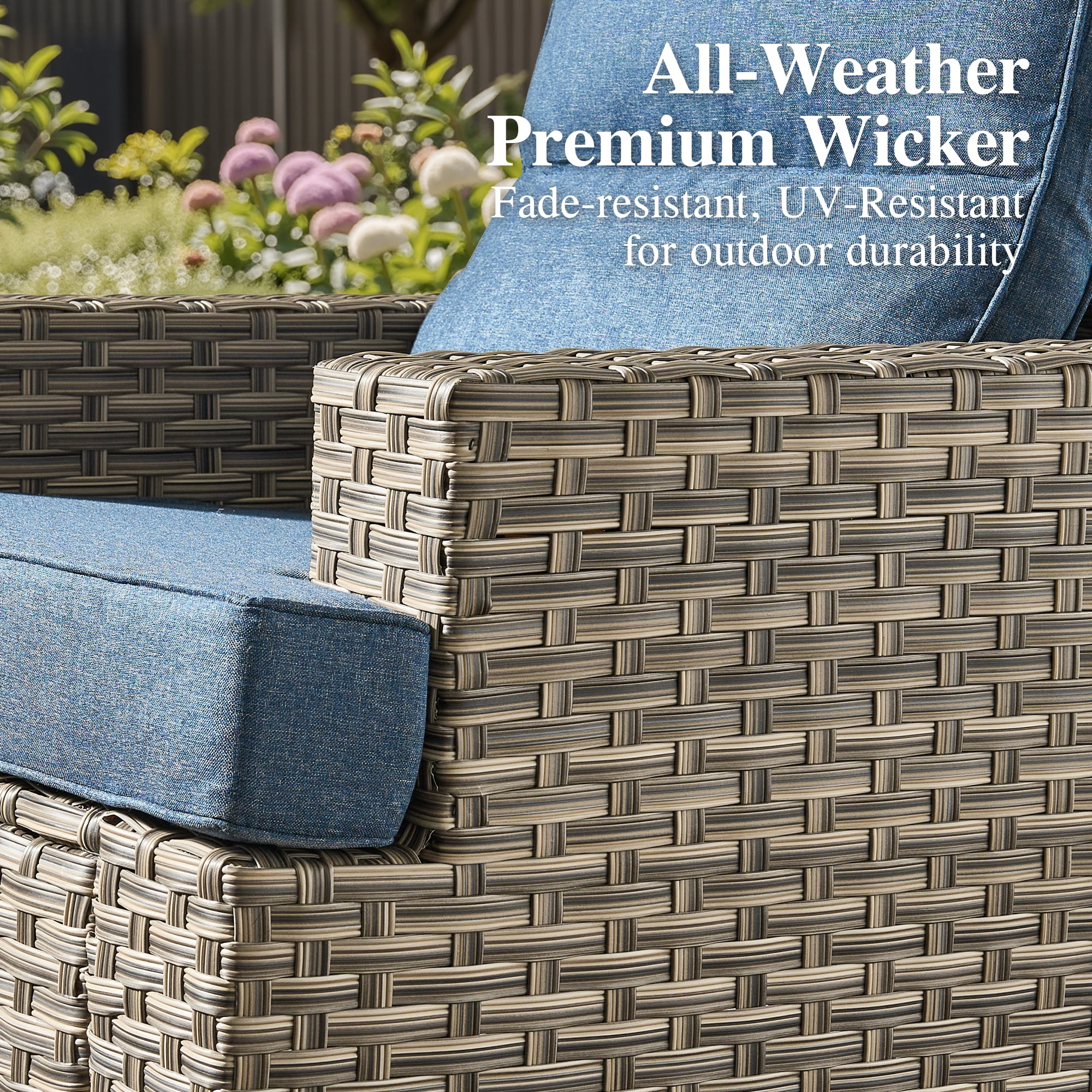 Ovios Patio Furniture Set 8 Pieces Patio Conversation Seating All-Weather Rattan Wicker Outdoor Sectionals with Swivel Rocking Chair for Backyard
