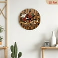 thumbnail image 5 of 2D Flat 1pc 10Inch Farmhouse Rooster Hen Barn Wooden Wall Clock Silent Japanese Mechanism, Rustic Barn Rooster Design, Oak Finish, Battery Operated (AA Not Included) Perfect for Farmhouse, 5 of 7