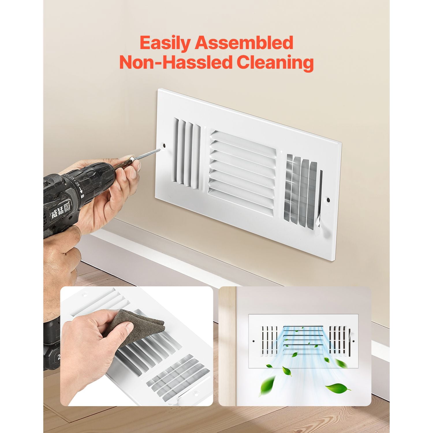 6-Pack Metal Floor Register 11.81" x 5.83" x 1.65", All-Metal Construction, Adjustable Deflectors, Screw Installation for Home Office Ventilation