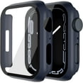 thumbnail image 1 of [2 Pack] for Apple Watch Series 8/7 45mm Case with Tempered Glass Screen Protector, Slim Guard Bumper Full Coverage Hard PC Cover for iWatch 45mm Accessories (Matte Blue, 45 mm), 1 of 5