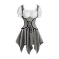 thumbnail image 2 of FNFYFH Renaissance Costume Women Corset Dress Mini Fairy Dresses Vintage Gothic Cosplay Dress Dirndl Dresses for Halloween Carnival, 2 of 7