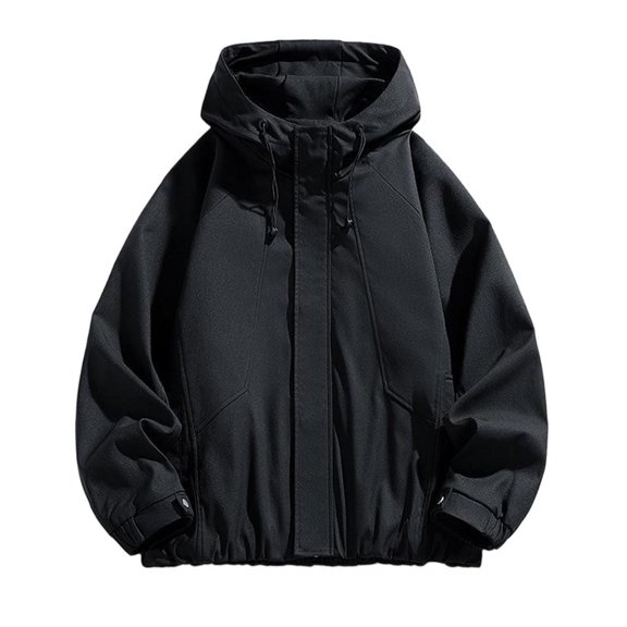 LYSMORA 2026 Men's Adjustable Drawstring Hooded Windbreaker Jacket, Hidden Zip Snap Closure Elastic Cuff Loose Fit Lightweight Outdoor Casual Outerwear