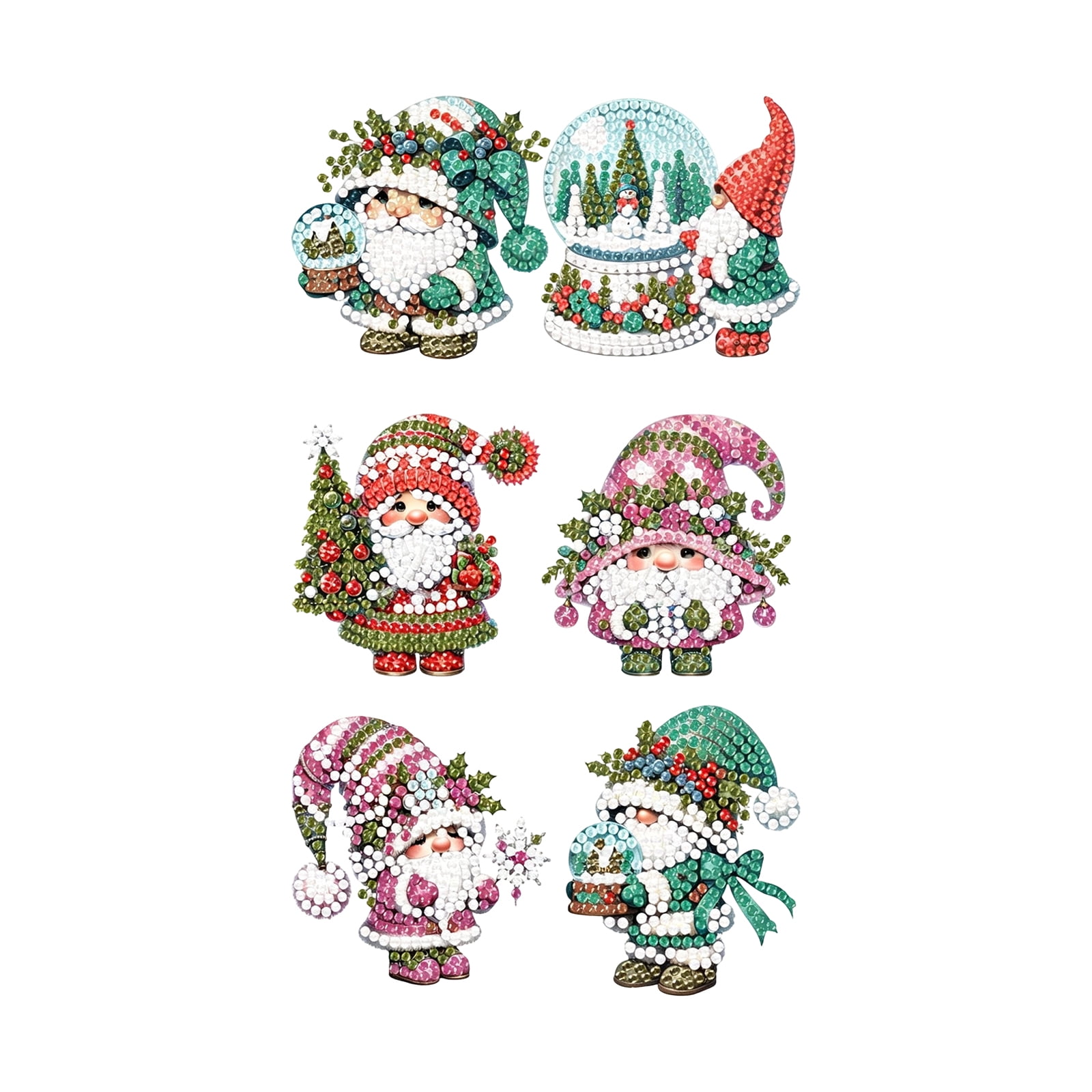 Diamond Art Christmas Magnets 6 Piece Diy Fridge Craft Kit for Adults Holiday Home Decor Gift