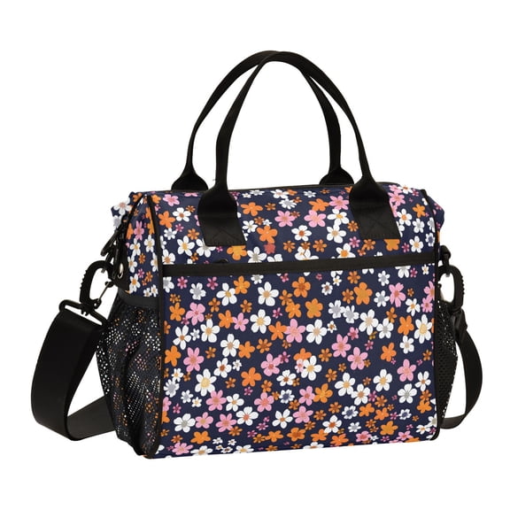 Small Flowers Cooler Bag Lunch Bag Soft Cooler Cooling Tote Insulated Lunch Box for Adult Men Women