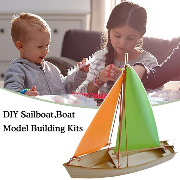 DLQT Sailboat Color Random Self-Propelled Sailboat Wooden Ship Model Diy Sailboat Model Assembly Toys Children'S Toys Handmade Class