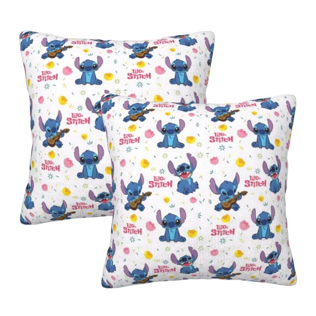 Fundas de almohada con diseño de Stitch, paquete de 2 fundas de almohada para sofá cama, sala de estar, 22 x 22 pulgadas