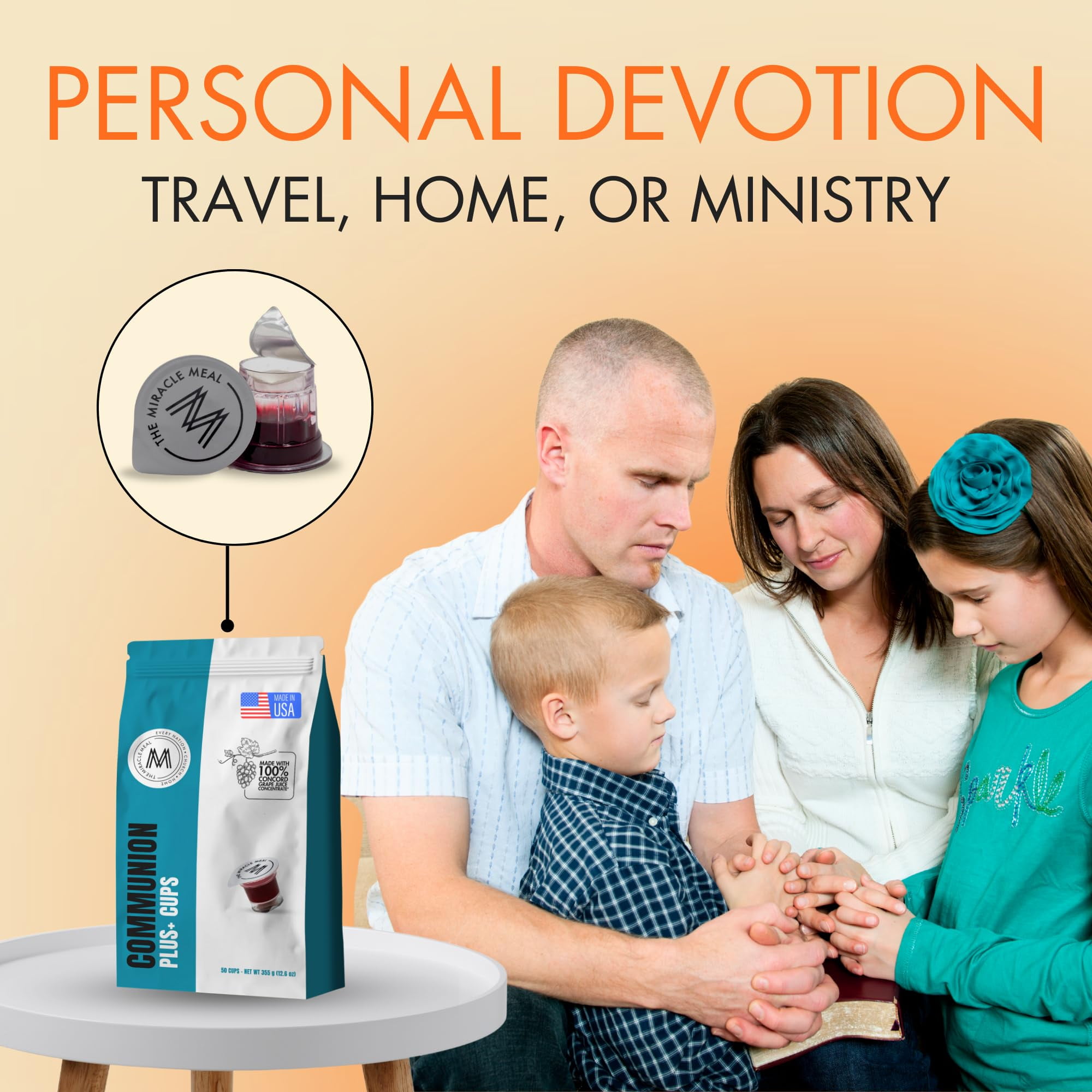 Travel Pack: The Miracle Meal Pre-Filled Communion Plus+ Cup - Bag of 50 with Wafer & 100% Grape Juice