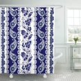 thumbnail image 1 of ABPHQTO Flor blanca de encaje Bordes bohemios Rayas con motivos florales azules Rosas Paisleys Cortina de ducha Cortina de baño 165x180 cm ABPHQTO PKNMT66x72Shower-13682, 1 of 2