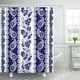 thumbnail image 1 of ABPHQTO Flor blanca de encaje Bordes bohemios Rayas con motivos florales azules Rosas Paisleys Cortina de ducha Cortina de baño 165x180 cm, 1 of 2