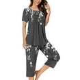 thumbnail image 2 of COM1950s Shorts pour Femmes, Ensembles de Pyjama pour Femmes, Blouse Décontractée à Col Rond Manches Courtes Mode Pantalon Ensemble de Pyjama, Pyjamas pour Femmes, Blouses pour Femmes, Blouses pour Femmes Mode, 2 of 5