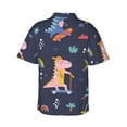 thumbnail image 4 of Qekee Cartoon Dinosaur Scooter Sport Blue print Hawaiian Shirt for Men Short Sleeve Button Down Shirts Beach Tropical Casual Shirts, 4 of 9