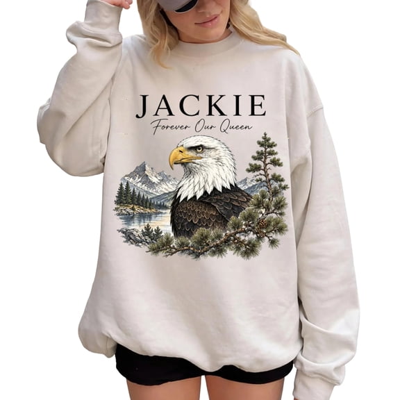 Jackie Bald Eagle Sweatshirt for Men and Women, Forever Our Queen Memorial Crewneck, Sizes S-3XL