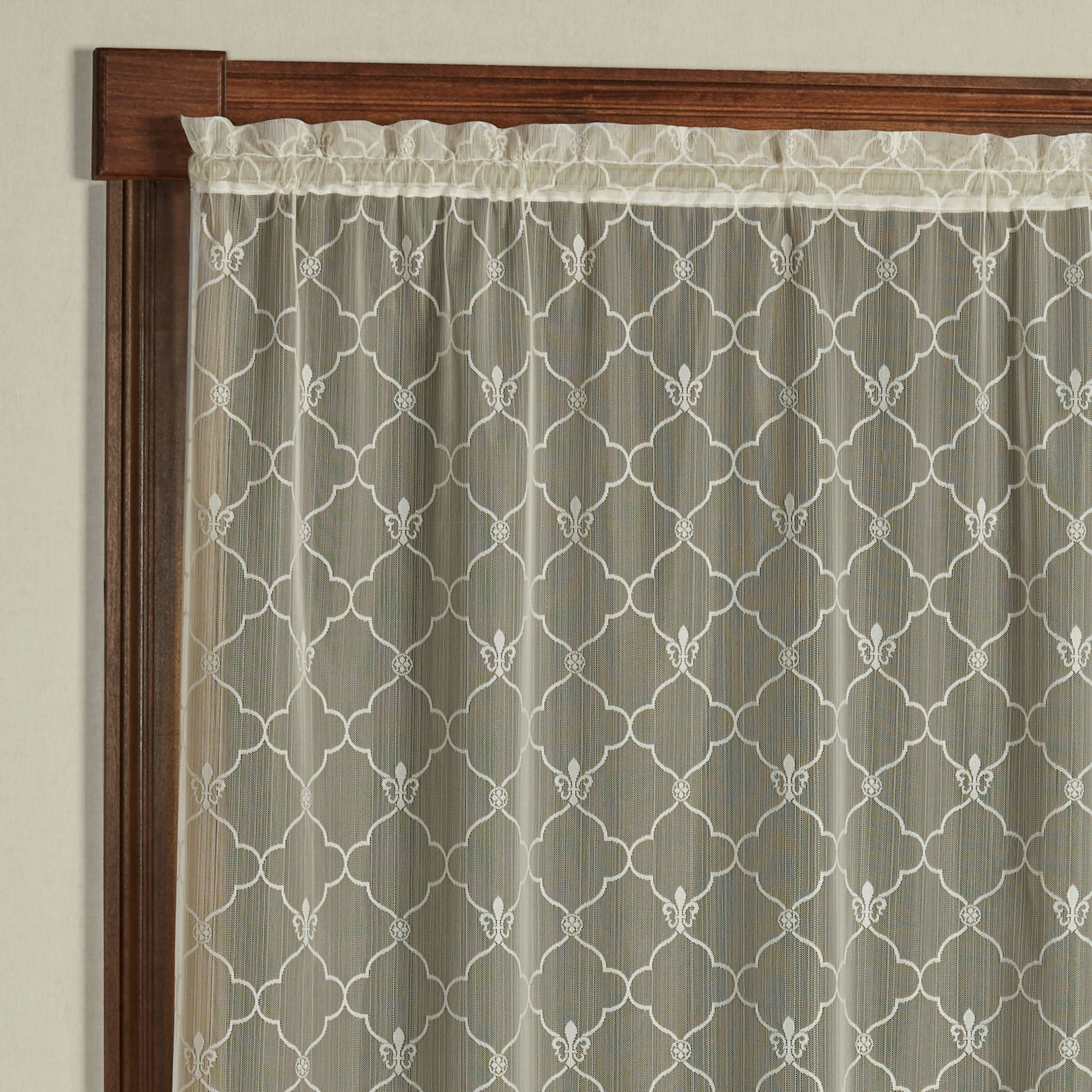 Touch of Class Victorian Ivory Floral Lace Rod Pocket Curtain, 56 x 63 in