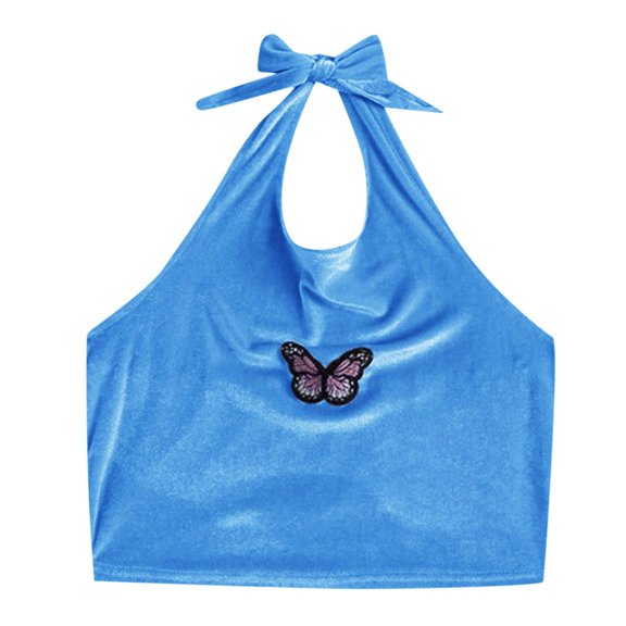 Women's Camisole Tank Top Print Lace Up Crop Top Backless Summer Top