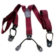 Button Holes Link Belt Clip Elastic Classic Accessories Suspenders Wine Red