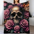 thumbnail image 3 of nygtbtfer Blanket Throw Pink Blanket Skull Blanket Flower Bones Animals Sofa Decor Twin Soft Bedroom Decor, 3 of 6