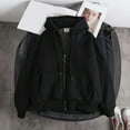 thumbnail image 2 of Wuxian Womens Unisex Sweatshirt Casual Oversized Wool Lined Hoodie Long Sleeve Jacket Autumn Cozy Comfortable Lightweight Soft Outerwear With Pocket Coat,Black,L, 2 of 3