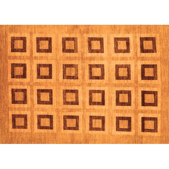 Ahgly Company Indoor Rectangle Abstract Orange Modern Area Rugs, 4' x 6'