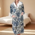 thumbnail image 2 of Women's Fleece Plush Robe Long Warm Plush Bathrobe Loungewear Jacket Printed Comfort Robe, 2 of 5