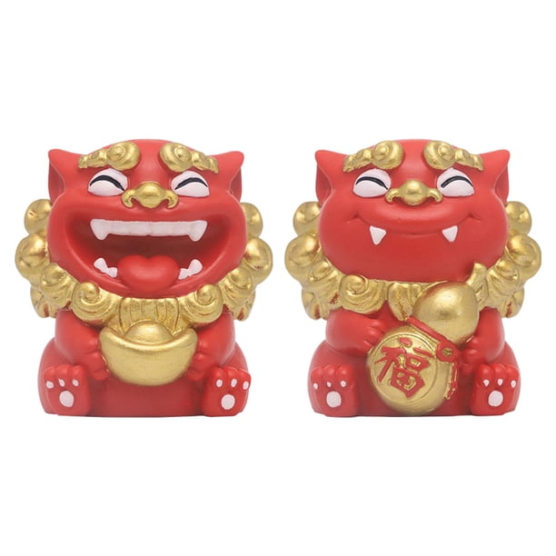 2x mini estatua de león figura en miniatura linda figura de león coleccionable adorno de escritorio para dormitorio estantería decoración del hogar