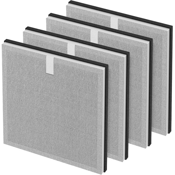 4 Pack 3-in-1 Replacement Filter Compatible with Pure Enrichment PureZone Air Purifier, True HEPA & Activated Carbon Filter, Captures Dust, Pollen, Pet Dander and Household Odors for Home Indoor Use