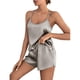 thumbnail image 1 of Women's Satin Pajama Set Short Sleeve Lace Nightwear 2Piece Gray XL, 1 of 4