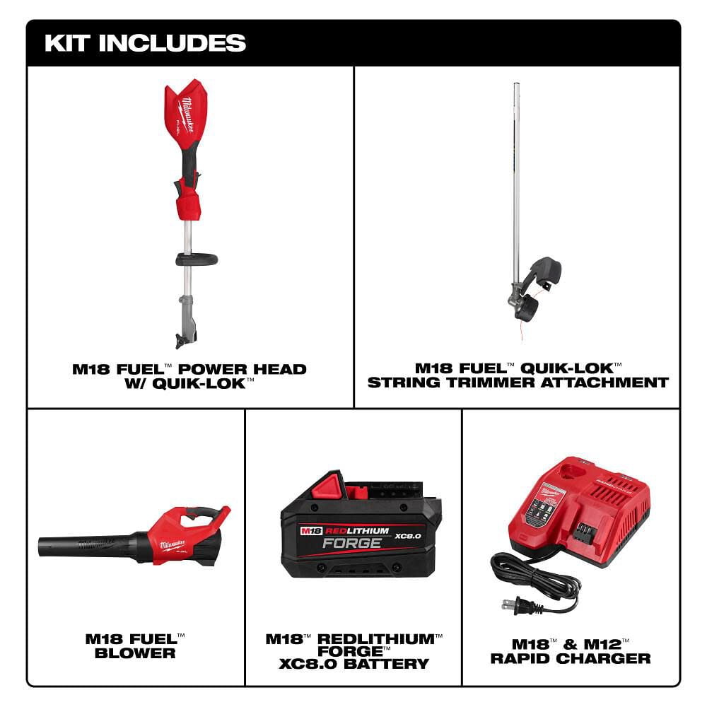 Milwaukee Tool M18 FUEL 18-Volt 16 in. Brushless Cordless Electric QUIK-LOK String Trimmer/Blower Combo Kit w/8.0 Battery (2-Tool)