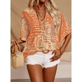 thumbnail image 2 of ZOELNIC Womens Printed Chiffon Blouses V Neck Batwing Short Sleeve Summer Flowy Tops Shirts, 2XL, 2 of 5