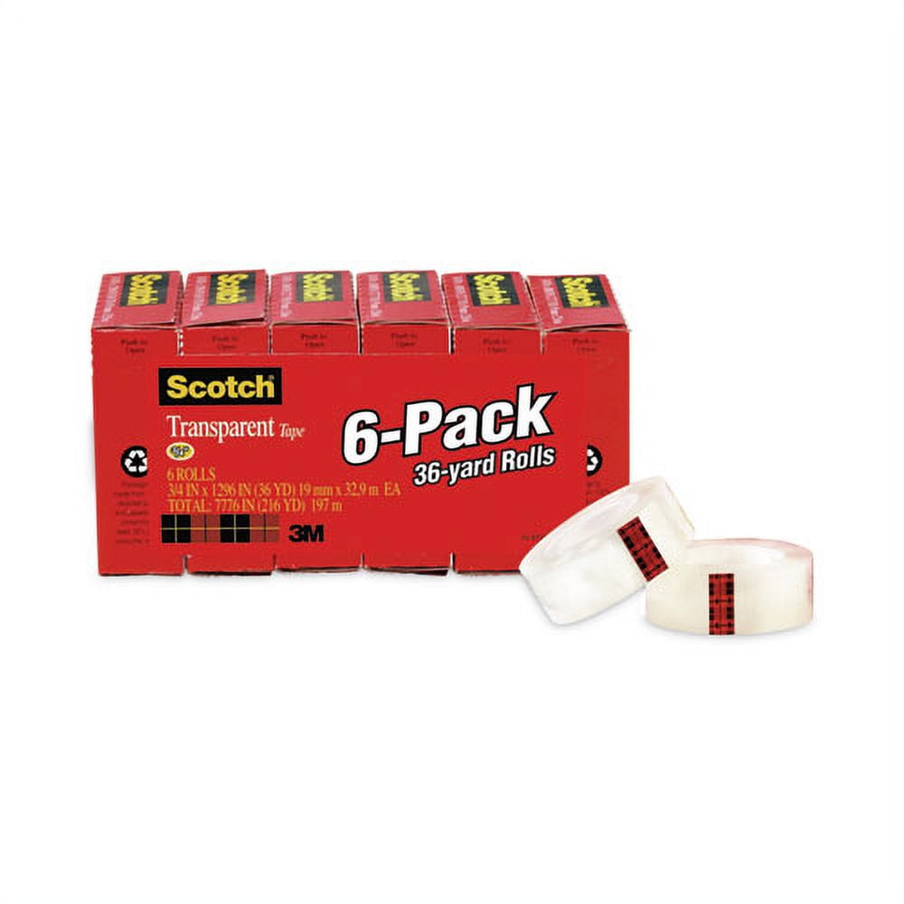 Transparent Tape, 1" Core, 0.75" X 36 Yds, Transparent, 6/pack | Bundle of 10 Packs