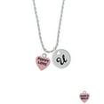 thumbnail image 2 of Delight Jewelry Acrylic Pink "Puppy Love / Take a Walk" Heart Silvertone Script Initial Disc - U - Charm Necklace, 20"+3", 2 of 4