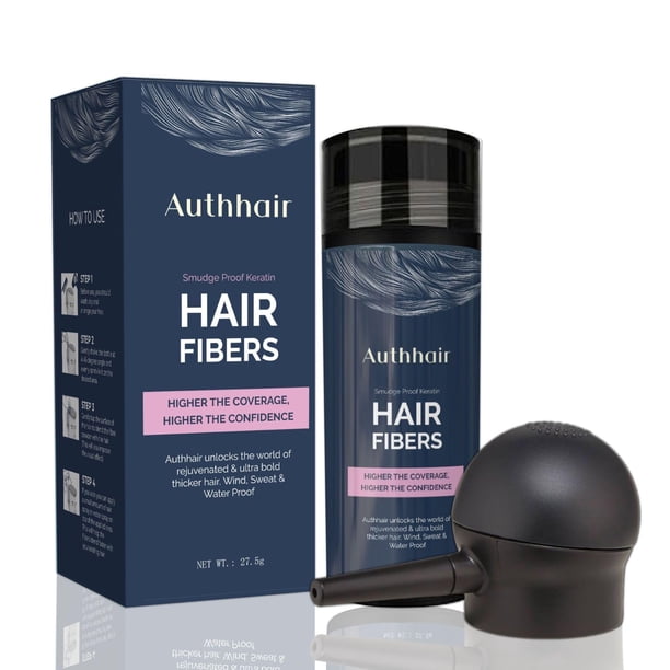 Fibras capilares para adelgazar el cabello con aplicador de spray Boquilla de bomba Fórmula natural indetectable Cabello más grueso y lleno en 15 segundos oculta áreas de cabello calvo adelgazado para
