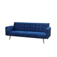 thumbnail image 4 of Bowery Hill Modern Contemporary Velvet Convertible Sofa in Blue Finish, 4 of 7