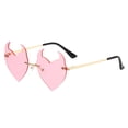 thumbnail image 2 of VLOOCKLW Heart Shaped Rimless Sunglasses Transparent Candy Color Frameless Glasses for Women, UV Protection Fashion Shades for Daily Wear & Parties, 2 of 4