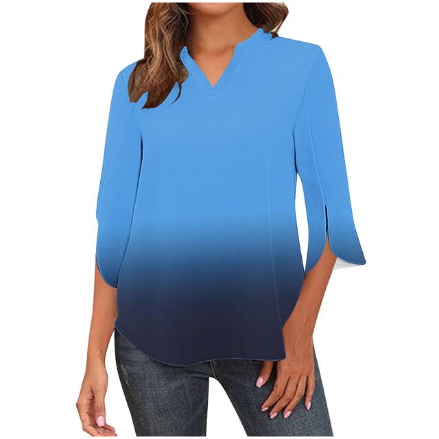 Birdeem Blouses pour Femmes Chemise Décontractée Mode à Manches 3/4 et Col en V Imprimé Non Positionné