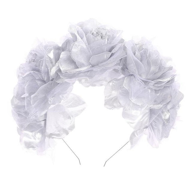 Rose Flower Headband Decorative Hair Hoop Hair Accessory for Wedding & Festival