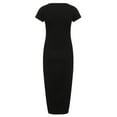 thumbnail image 3 of UTTOASFAY Womens Maternity Dresses Summer Round Short Sleeve Solid Color Split fork Maternity Dress Fashion Skirt Black L, 3 of 8