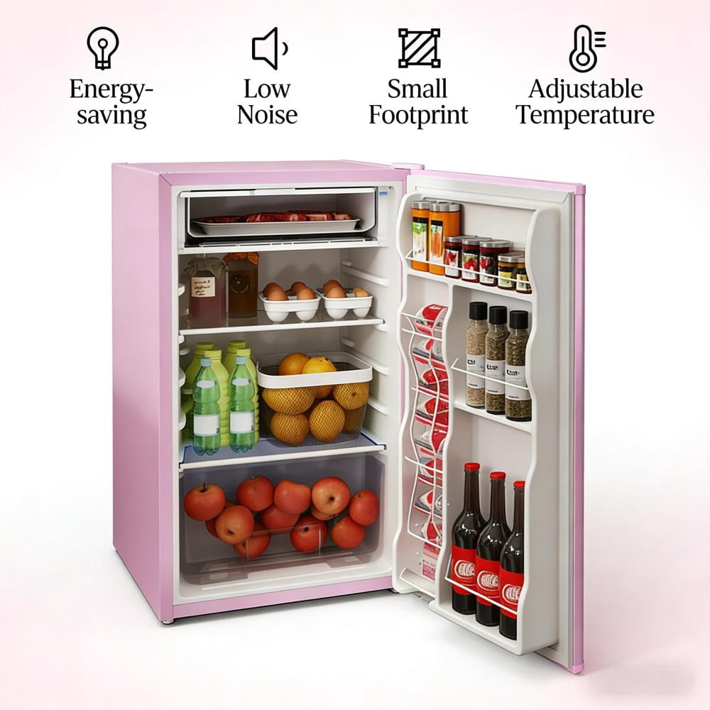 1.1 Cu.Ft Small Upright Freezer, Compact Corner Freezer with 5-Level Adjustable Thermostat, Reversible Door & Removable Shelf, Mini Freezer for Apartment Dorm Office, Silver