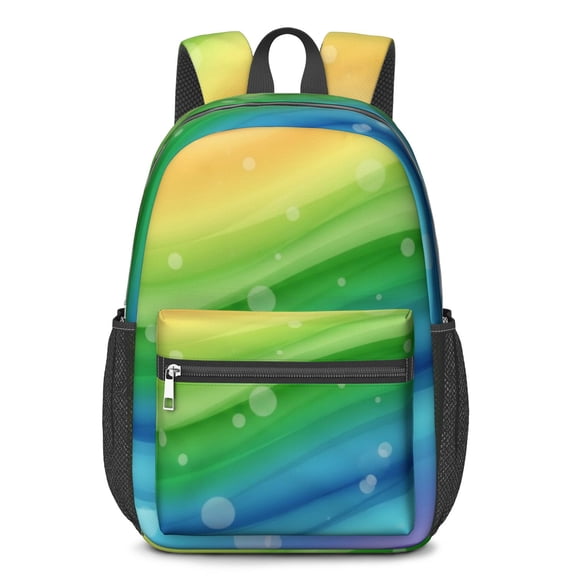Geometric Wave Blue Pattern 17" School Backpacks for Teens,Waterproof Oxford Fabric,S-Shape Padded Straps for School,Travel,Hiking,Camping