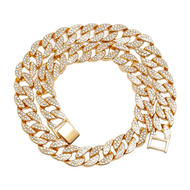 Joyería de cadena cubana, joyería larga, pesada/regalo Link gargantilla Golden19.68 pulgadas Yuyangstore Cadena cubana