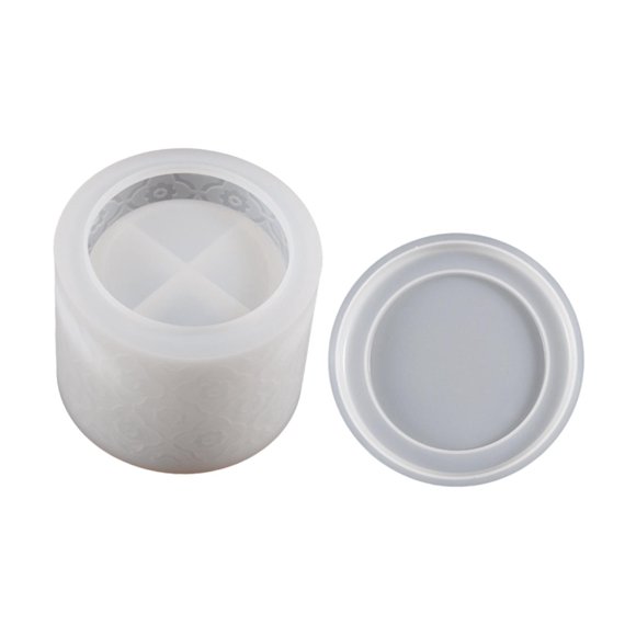 Vaso redondo de silicona para velas, molde cilíndrico para velas, maceta para flores, bandeja para joyas, contenedor de almacenamiento para regalo de Patrón de flores